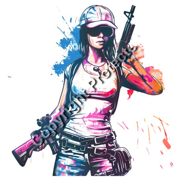 transparent paint splatter woman holding colorful paint splattered rifle ser65e284f9a73ef8 12388 Thumbnail